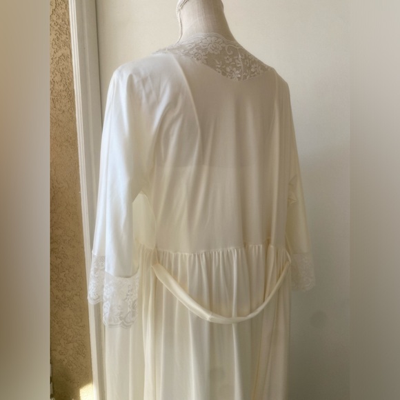 vtg maidenform negligée lace set nightgown robe silky union made usa ivory sz. s - Picture 6 of 16